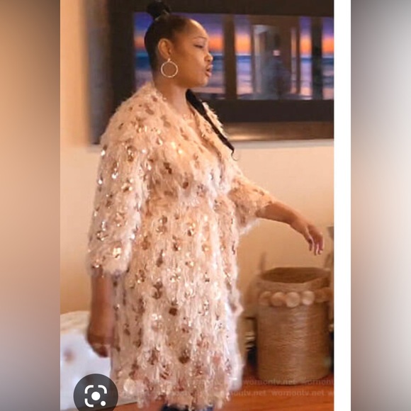 Zara Eyelash Fringe Sequin Pink Cardigan Robe Kimono with Belt XS/S - Picture 7 of 8